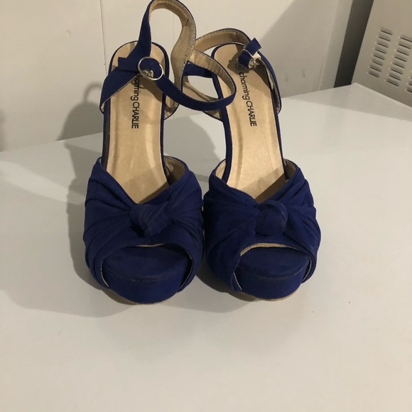 Charming Charlie Shoes - *Final Price* Royal blue knitted detail heel